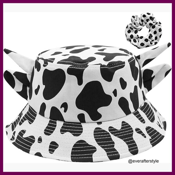 Accessories - Cotton Bucket Hat with Horn Ears, UV Protection, Adjustable Fit